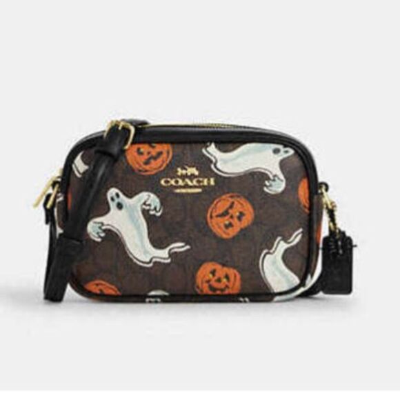 Authentic Coach Mini Jamie Camera Bag In Signature Canvas With Halloween Print - Picture 7 of 8